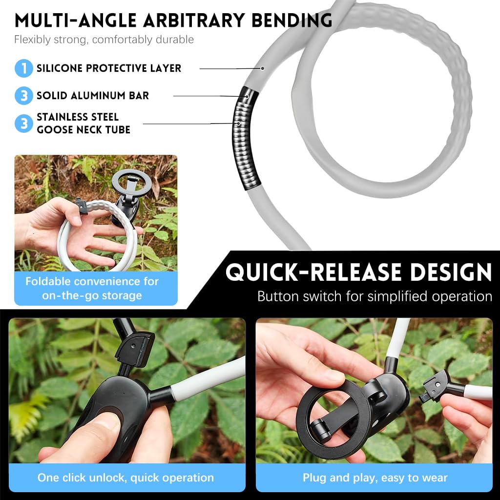HASTHIP Neck Phone Holder Cell Phone Mount, Hand Free POV/Vlog Flexible Phone Neck Holder Around Chest Stand Video Recording Fit for 15 14 13 12 Pro Max Plu HASTHIP Neck Phone Holder Cell Phone Mount, Hand Free POV/Vlog Flexible Phone Neck Holder Around Chest Stand Video Recording Fit for 15 14 13 12 Pro Max Plu